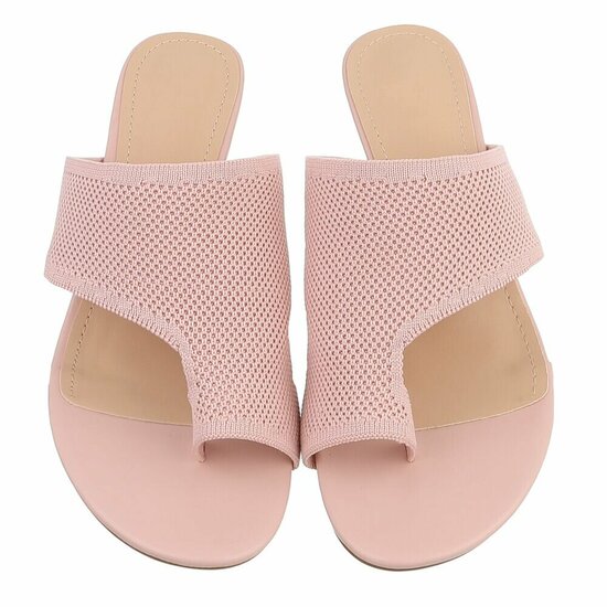 Roze knit mule hakken met open teen – Eloria