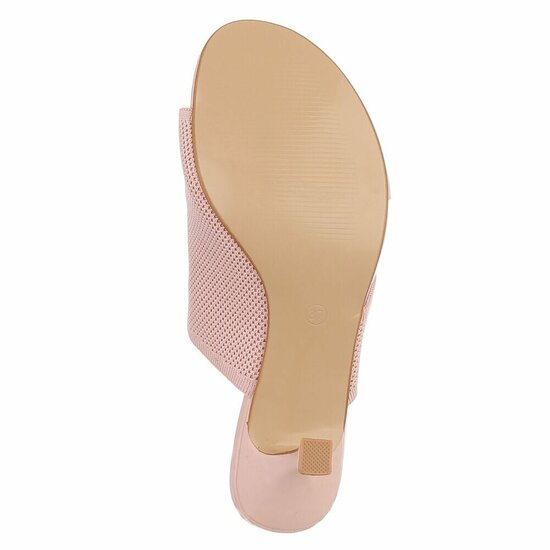 Roze knit mule hakken met open teen – Eloria