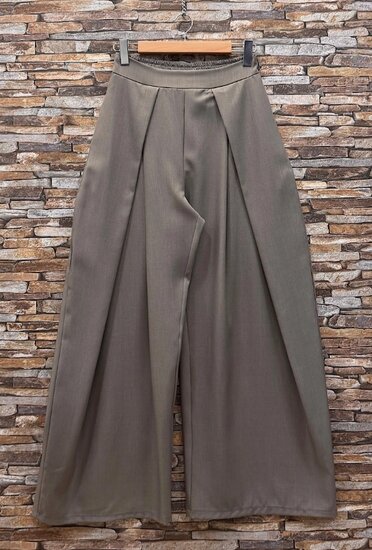 Taupe elegante palazzo broek met wijde pasvorm