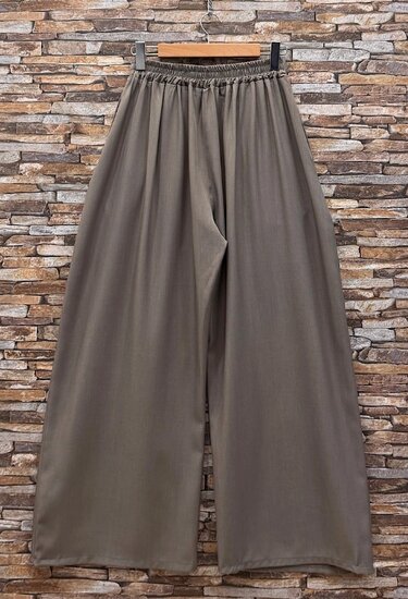 Taupe elegante palazzo broek met wijde pasvorm