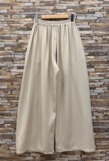 Beige elegante palazzo broek met wijde pasvorm
