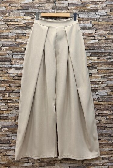 Beige elegante palazzo broek met wijde pasvorm