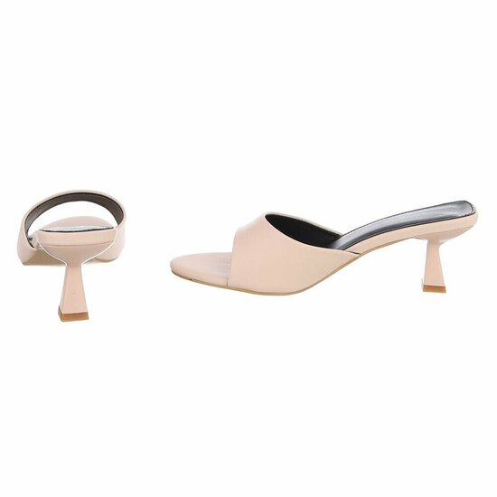 Beige mule met elegante kitten heel-Elvita