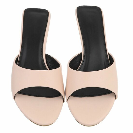 Beige mule met elegante kitten heel-Elvita