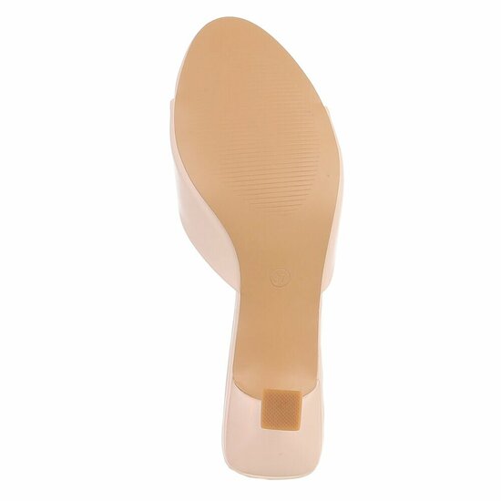 Beige mule met elegante kitten heel-Elvita