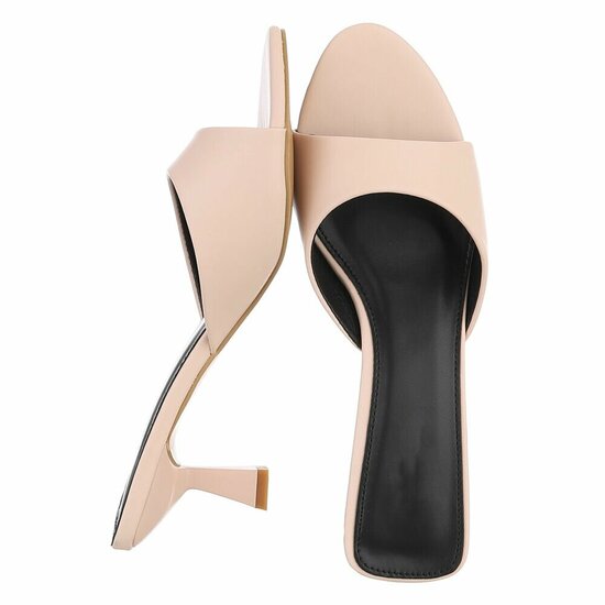 Beige mule met elegante kitten heel-Elvita