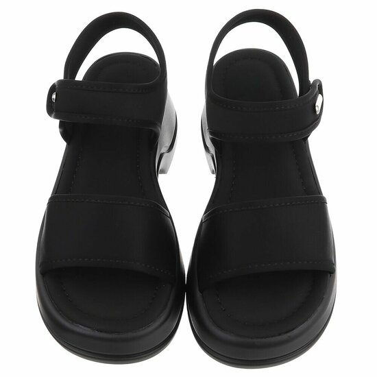 Zwarte platform sandalen met comfortabele zool-Danique