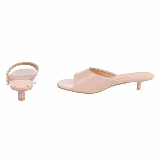 Elegante roze lakmules met kitten heel-Belis