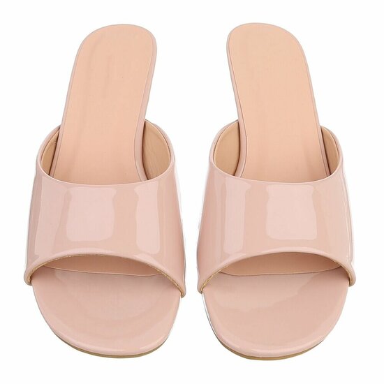 Elegante roze lakmules met kitten heel-Belis