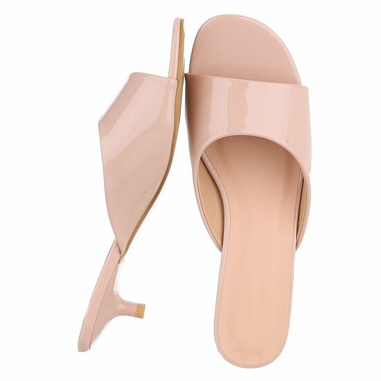 Elegante roze lakmules met kitten heel-Belis