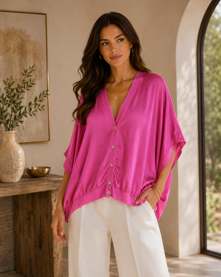 Fuchsia gilet in satin