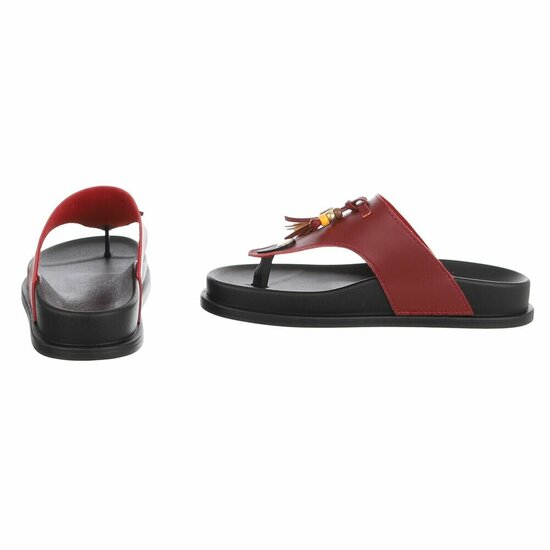 Bordeaux teensandalen met kwastjes en kralendetail-Maureen