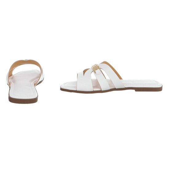 Witte damesslippers met gouden detail-Masha