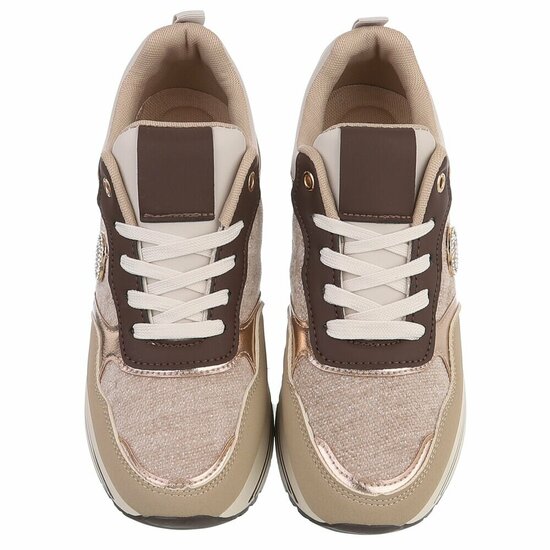 Kaki sneakers met plateauzool en glitteraccenten-Ursula