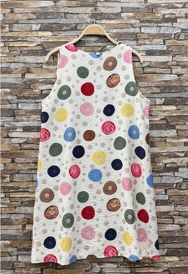 Witte viscose jurk met kleurrijke stippenprint