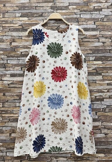 Witte viscose jurk met kleurrijke bloemenprint