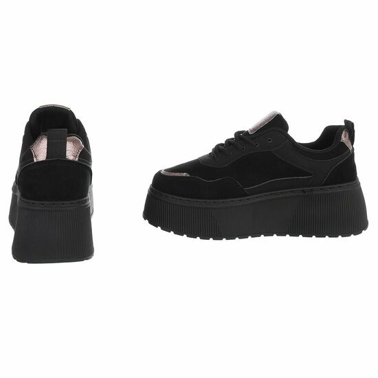 Zwarte plateau sneakers met metallic details-Radon