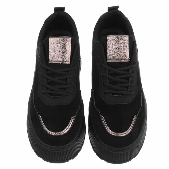 Zwarte plateau sneakers met metallic details-Radon