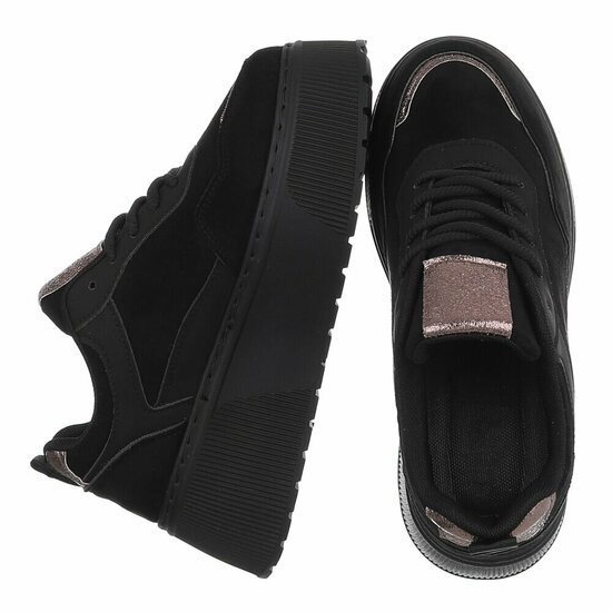 Zwarte plateau sneakers met metallic details-Radon