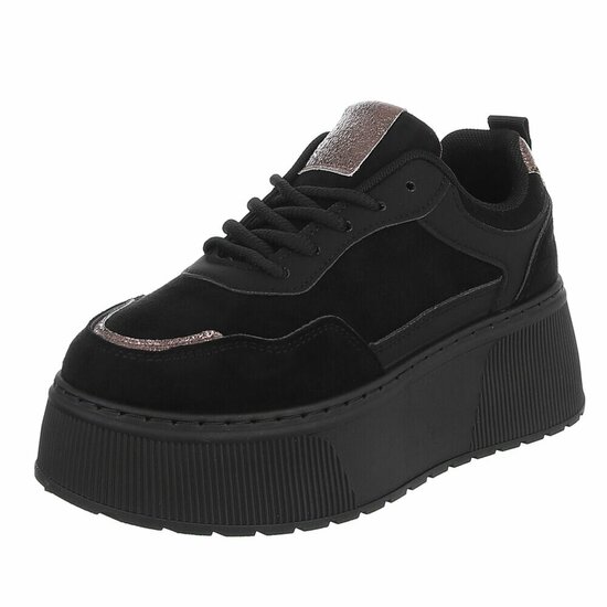 Zwarte plateau sneakers met metallic details-Radon