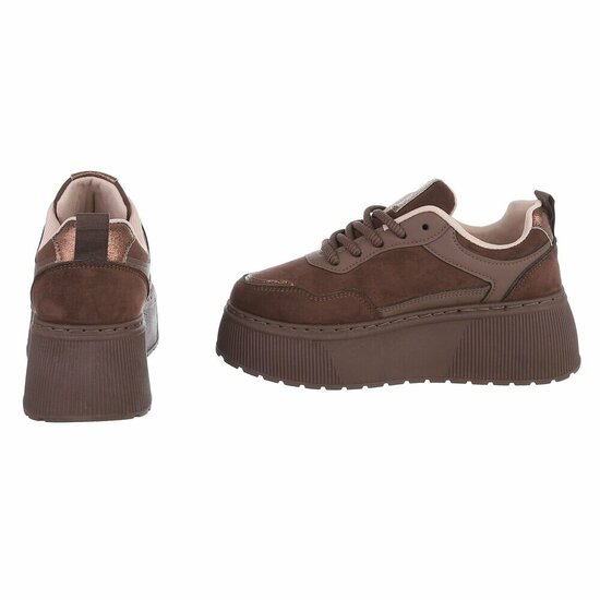 Bruine plateau sneakers met metallic details-Radon