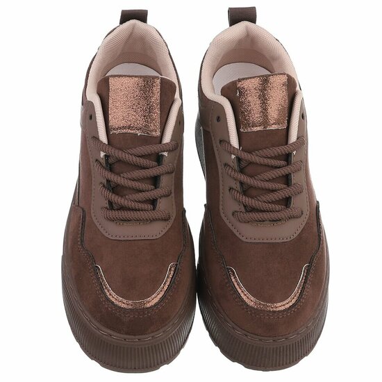Bruine plateau sneakers met metallic details-Radon