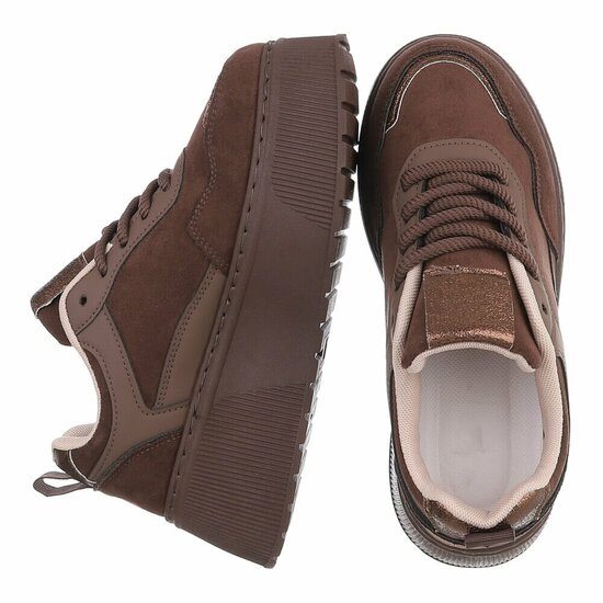 Bruine plateau sneakers met metallic details-Radon