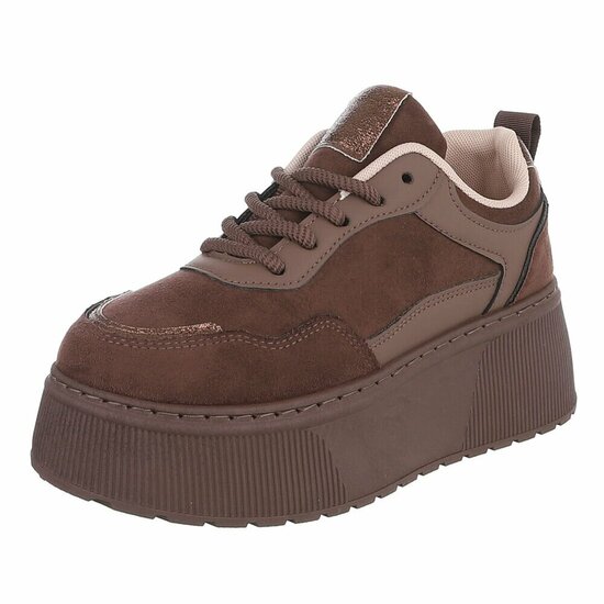Bruine plateau sneakers met metallic details-Radon