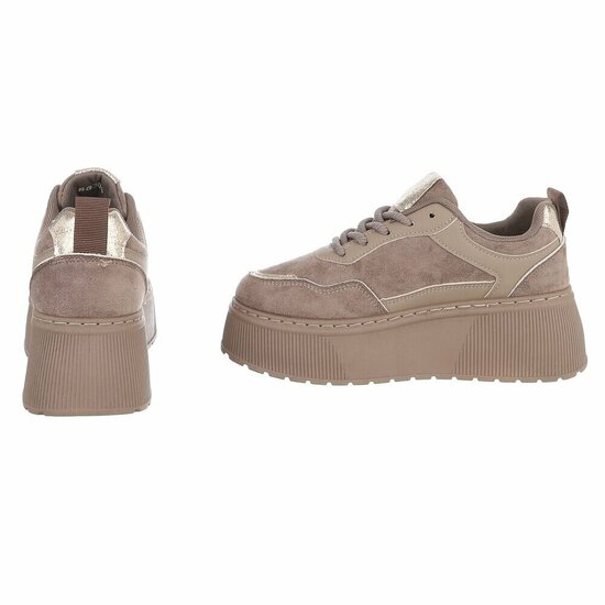 Kaki plateau sneakers met metallic details-Radon