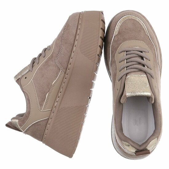 Kaki plateau sneakers met metallic details-Radon