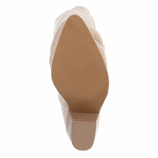 Beige suède cowboylaarzen met geplooide schacht-Darcy