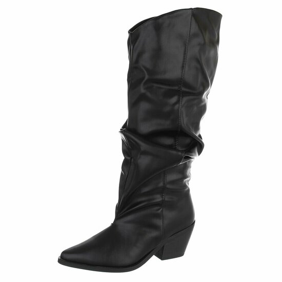 Zwarte cowboylaarzen met geplooide schacht-Darcy