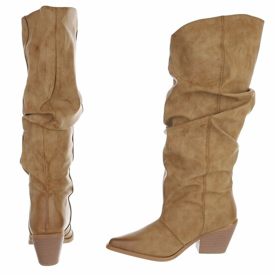Kaki cowboylaarzen met geplooide schacht-Darcy