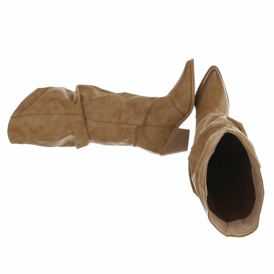 Kaki cowboylaarzen met geplooide schacht-Darcy