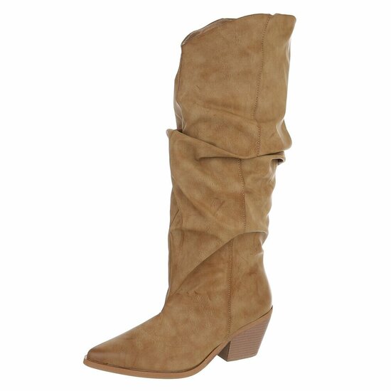 Kaki cowboylaarzen met geplooide schacht-Darcy