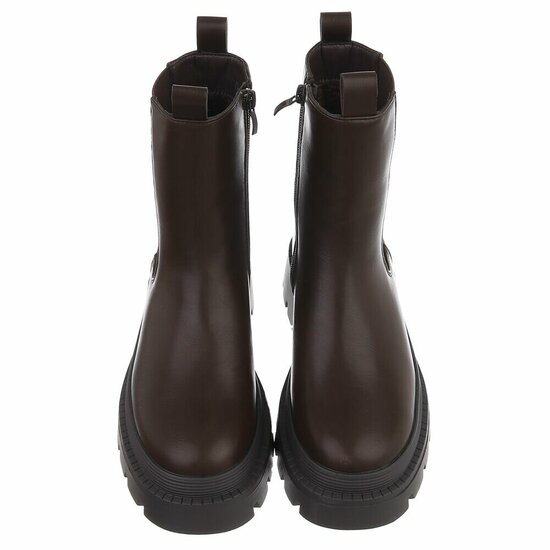 Donkerbruine Chelsea boots met plateauzool-Wonny