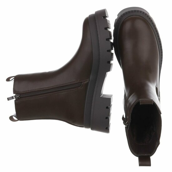 Donkerbruine Chelsea boots met plateauzool-Wonny