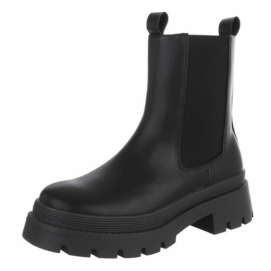 Zwarte Chelsea boots met plateauzool-Wonny