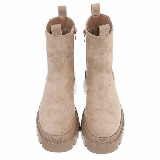 Kaki Chelsea boots in suèdelook met plateauzool-Wonny