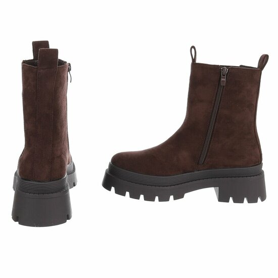 Bruine Chelsea boots in suèdelook met plateauzool-Wonny