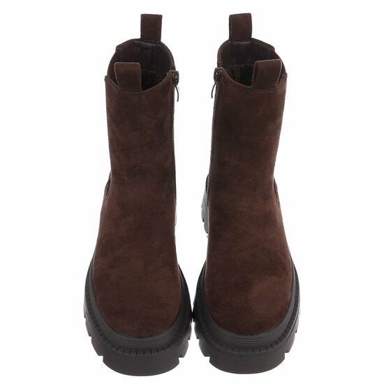Bruine Chelsea boots in suèdelook met plateauzool-Wonny