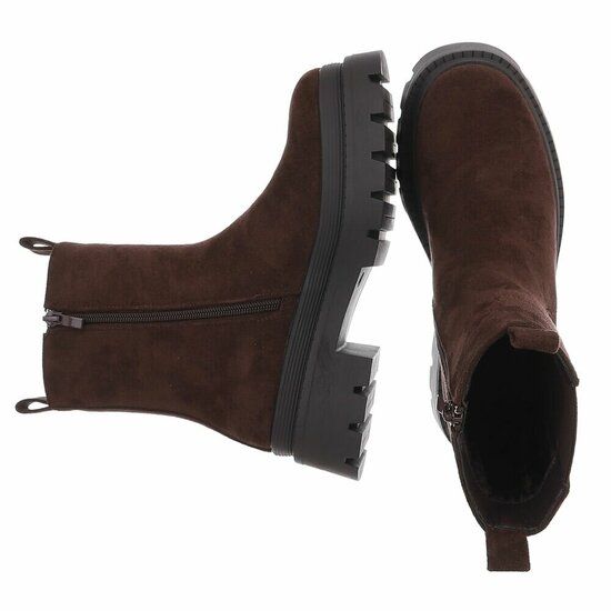 Zwarte Chelsea boots in suèdelook met plateauzool-Wonny