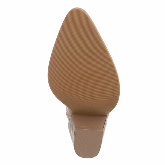 Beige suede western enkellaarsjes met hak-Alesha