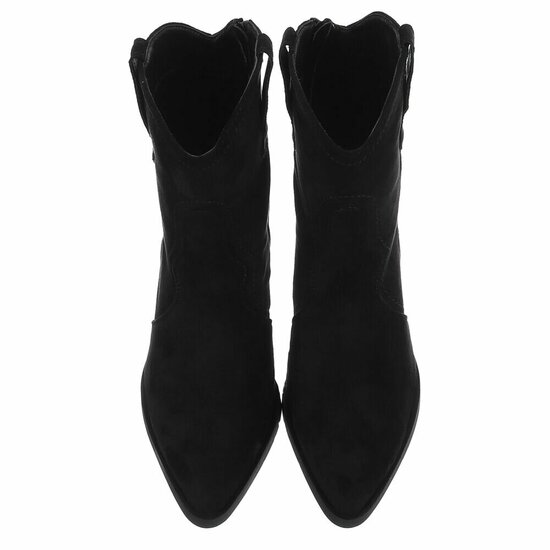 Zwarte suede western enkellaarsjes met hak-Alesha