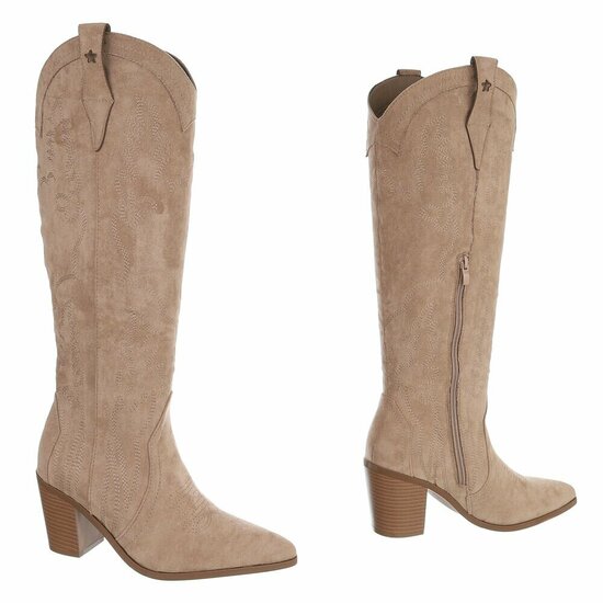 Bottes cowboy kaki en suédine à talon bloc-Dakota