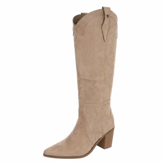 Bottes cowboy kaki en suédine à talon bloc-Dakota