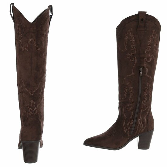 Bottes cowboy marron en suédine à talon bloc-Dakota