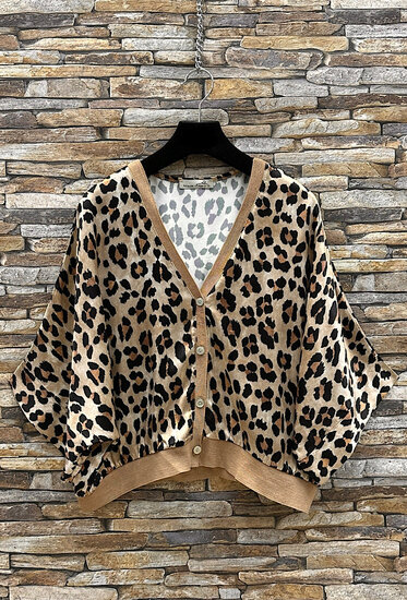 Gilet in leopardlook met satijn effect  