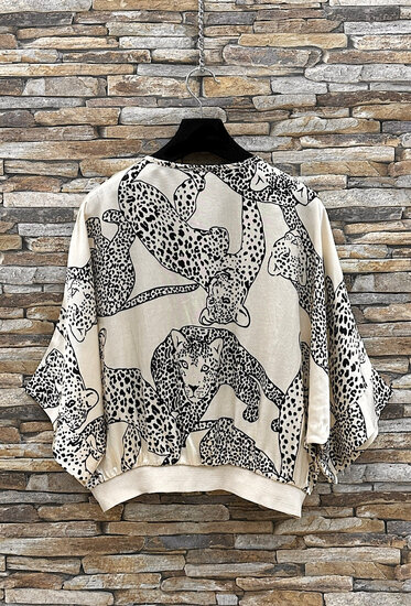 Gilet beige à imprimé léopard avec effet satiné