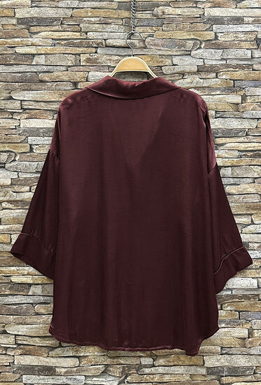 Satijnen hemdblouse-bordeaux